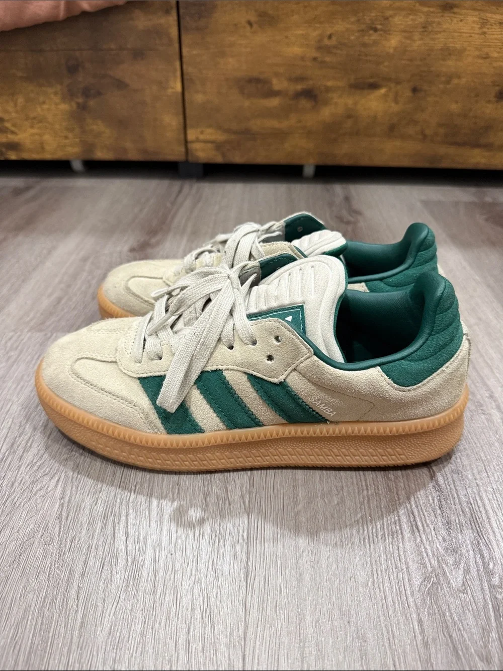 adidas Men’s Suede Sneakers in Cream, Green & Gum